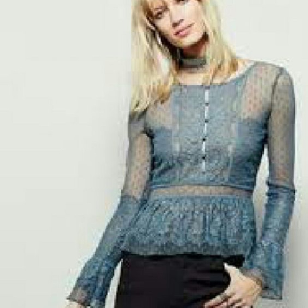 BLACK Free People Lace Blouse